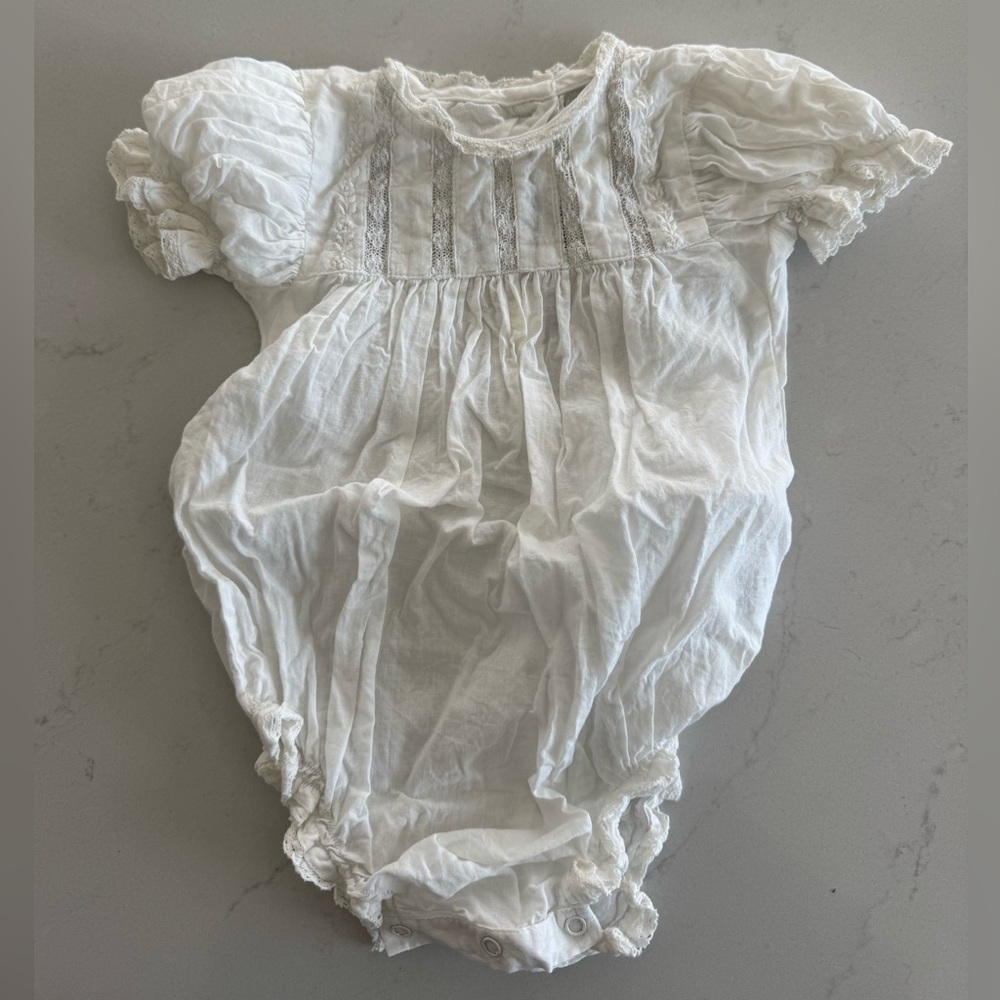 White Lace Trim Kids Bodysuit